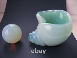 Archimede Seguso Murano Art Glass Opalescent Conch Shell and Pearl