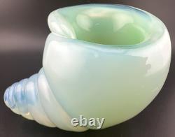 Archimede Seguso Murano Blue Green Opalescent Glass Conch Shell Bowl Paperweight