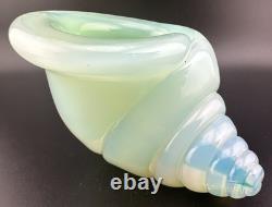 Archimede Seguso Murano Blue Green Opalescent Glass Conch Shell Bowl Paperweight