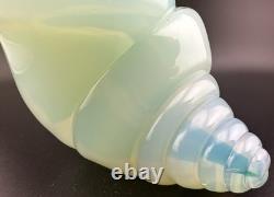 Archimede Seguso Murano Blue Green Opalescent Glass Conch Shell Bowl Paperweight