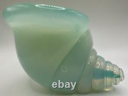 Archimede Seguso Murano Blue Green Opalescent Glass Conch Shell Bowl Paperweight