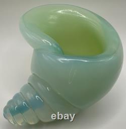 Archimede Seguso Murano Blue Green Opalescent Glass Conch Shell Bowl Paperweight