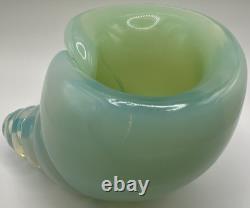 Archimede Seguso Murano Blue Green Opalescent Glass Conch Shell Bowl Paperweight