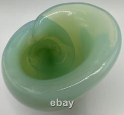 Archimede Seguso Murano Blue Green Opalescent Glass Conch Shell Bowl Paperweight