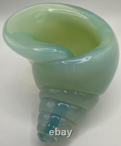 Archimede Seguso Murano Blue Green Opalescent Glass Conch Shell Bowl Paperweight