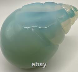Archimede Seguso Murano Blue Green Opalescent Glass Conch Shell Bowl Paperweight
