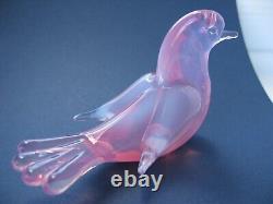 Archimede Seguso Murano Vintage Art Glass Rare Opalescent Pink Gorgeous Bird