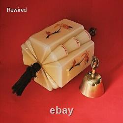 Art Deco 1930s Cream Opaline Glass Pendant Light with Original Brass Fittings