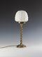 Art Deco Brass Plated Barley-twisted Table Lamp With Art Deco Opaline Glass Glob