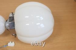 Art Deco Chrome Suspension Light Opaline White Glass Globe 1930s-40s Italy