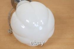 Art Deco Chrome Suspension Light Opaline White Glass Globe 1930s-40s Italy