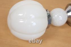 Art Deco Chrome Suspension Light Opaline White Glass Globe 1930s-40s Italy