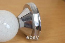 Art Deco Chrome Suspension Light Opaline White Glass Globe 1930s-40s Italy