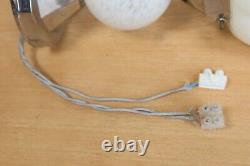 Art Deco Chrome Suspension Light Opaline White Glass Globe 1930s-40s Italy