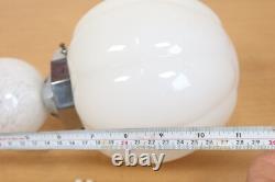 Art Deco Chrome Suspension Light Opaline White Glass Globe 1930s-40s Italy