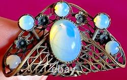 Art Deco Czech Opalescent Glass Fan Brooch