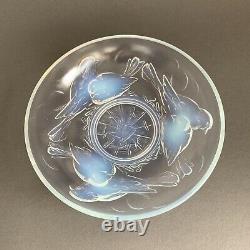 Art Deco Ezan France Opalescent Glass Bowl Nesting Birds