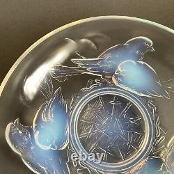 Art Deco Ezan France Opalescent Glass Bowl Nesting Birds