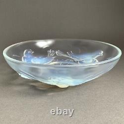 Art Deco Ezan France Opalescent Glass Bowl Nesting Birds