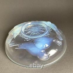 Art Deco Ezan France Opalescent Glass Bowl Nesting Birds