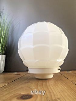 Art Deco Fluted Opaline Layered Glass Globe Ceiling Light Lamp Shade & Gallery