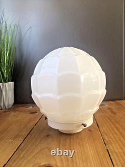 Art Deco Fluted Opaline Layered Glass Globe Ceiling Light Lamp Shade & Gallery