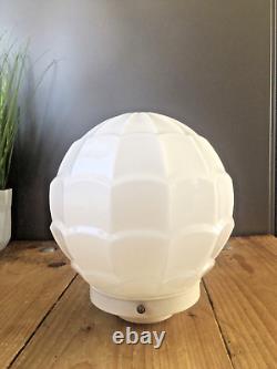Art Deco Fluted Opaline Layered Glass Globe Ceiling Light Lamp Shade & Gallery