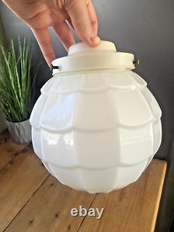 Art Deco Fluted Opaline Layered Glass Globe Ceiling Light Lamp Shade & Gallery