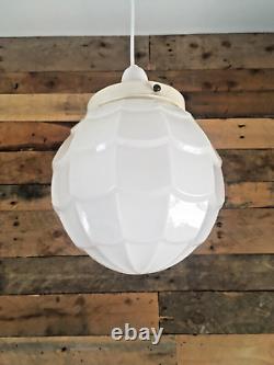 Art Deco Fluted Opaline Layered Glass Globe Ceiling Light Lamp Shade & Gallery