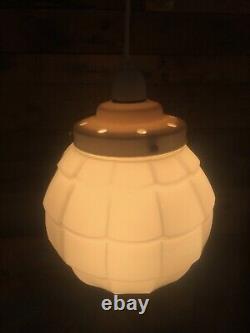 Art Deco Fluted Opaline Layered Glass Globe Ceiling Light Lamp Shade & Gallery