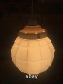 Art Deco Fluted Opaline Layered Glass Globe Ceiling Light Lamp Shade & Gallery