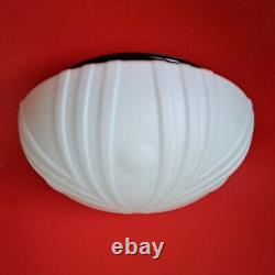 Art Deco Mid Century Round Opaline Milk Glass Wall Ceiling Sconces by Napako