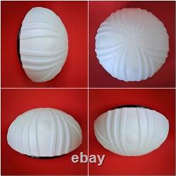 Art Deco Mid Century Round Opaline Milk Glass Wall Ceiling Sconces by Napako