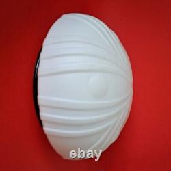 Art Deco Mid Century Round Opaline Milk Glass Wall Ceiling Sconces by Napako