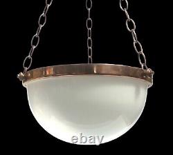 Art Deco Opaline Bowl Plafonnier Pendant Lamp Shade, 1930s Art Deco Flycatcher