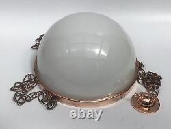 Art Deco Opaline Bowl Plafonnier Pendant Lamp Shade, 1930s Art Deco Flycatcher