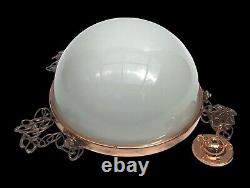 Art Deco Opaline Bowl Plafonnier Pendant Lamp Shade, 1930s Art Deco Flycatcher