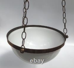 Art Deco Opaline Bowl Plafonnier Pendant Lamp Shade, 1930s Art Deco Flycatcher