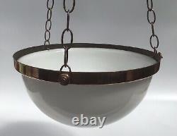 Art Deco Opaline Bowl Plafonnier Pendant Lamp Shade, 1930s Art Deco Flycatcher