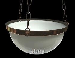 Art Deco Opaline Bowl Plafonnier Pendant Lamp Shade, 1930s Art Deco Flycatcher