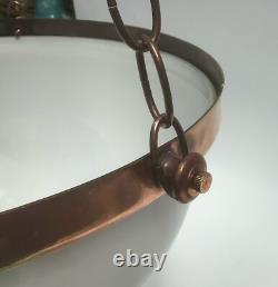 Art Deco Opaline Bowl Plafonnier Pendant Lamp Shade, 1930s Art Deco Flycatcher