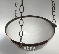 Art Deco Opaline Bowl Plafonnier Pendant Lamp Shade, 1930s Art Deco Flycatcher