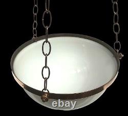 Art Deco Opaline Bowl Plafonnier Pendant Lamp Shade, 1930s Art Deco Flycatcher