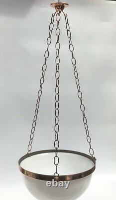 Art Deco Opaline Bowl Plafonnier Pendant Lamp Shade, 1930s Art Deco Flycatcher