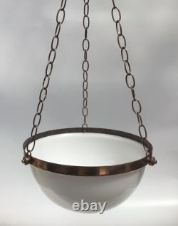 Art Deco Opaline Bowl Plafonnier Pendant Lamp Shade, 1930s Art Deco Flycatcher