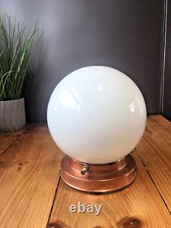 Art Deco Opaline Glass Globe Lamp Shade & Copper Gallery Ceiling Light Fitting