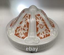 Art Deco Plafonnier Ceiling Pendant Light Opaline Glass French LARGE Dia 39cm
