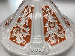 Art Deco Plafonnier Ceiling Pendant Light Opaline Glass French LARGE Dia 39cm