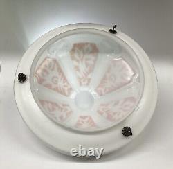 Art Deco Plafonnier Ceiling Pendant Light Opaline Glass French LARGE Dia 39cm