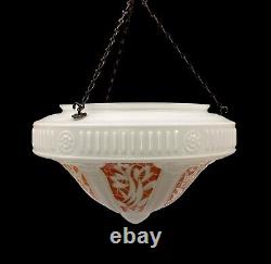 Art Deco Plafonnier Ceiling Pendant Light Opaline Glass French LARGE Dia 39cm